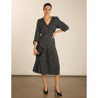 BAUKJEN Polka Dot Midi Tea Dress Black Mix