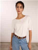 BAUKJEN Relaxed Boat Neck T-Shirt Navy