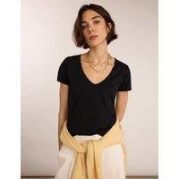 BAUKJEN Cotton Rich V-Neck T-Shirt Black