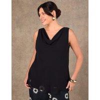 Live Unlimited London Cowl Neck Relaxed Vest Top Black