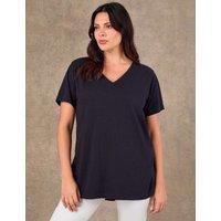 Live Unlimited London Pure Cotton V-Neck Longline T-Shirt Navy
