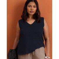 Live Unlimited London Pure Cotton Textured V-Neck Vest Navy