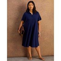 Live Unlimited London Collared Midi Shirt Dress Navy
