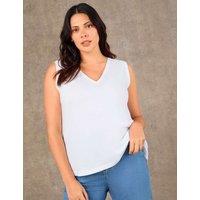 Live Unlimited London Pure Cotton Textured V-Neck Vest White