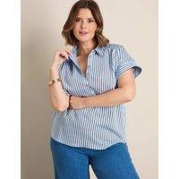 Live Unlimited London Modal Rich Striped Collared Shirt Blue