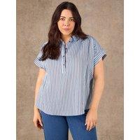 Live Unlimited London Modal Rich Striped Collared Shirt Blue