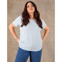 Live Unlimited London Cotton Rich Seam Detail T-Shirt Pale Blue