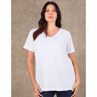 Live Unlimited London Pure Cotton V-Neck Longline T-Shirt White