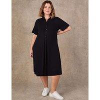 Live Unlimited London Collared Midi Shirt Dress Black