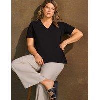 Live Unlimited London Pure Cotton V-Neck Relaxed T-Shirt Black