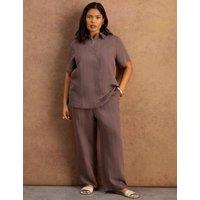 Live Unlimited London Modal Rich Striped Collared Shirt Brown