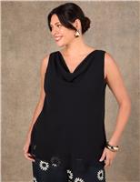 Live Unlimited London Cowl Neck Relaxed Vest Top White