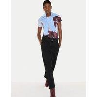 Jigsaw Pure Cotton Floral Crew Neck T-Shirt Blue Mix