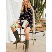 Jigsaw Pure Linen Checked High Waisted Shorts Black Mix