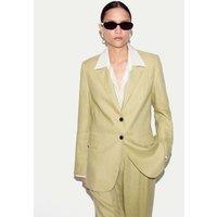 Jigsaw Pure Linen Textured Longline Blazer Green