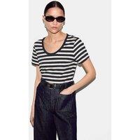 Jigsaw Pure Cotton Striped T-Shirt Navy Mix