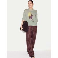 Jigsaw Floral Drop Shoulder Jumper with Linen Green Mix