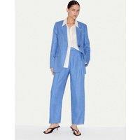 Jigsaw Pure Linen Tapered Ankle Grazer Trousers Blue