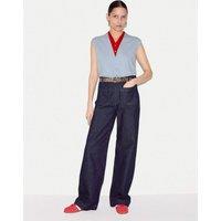 Jigsaw Pure Wool V-Neck Double Layer Vest Top Blue Mix