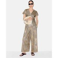 Jigsaw Jersey Sparkly Wide Leg Trousers Gold Mix