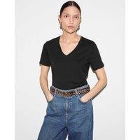 Jigsaw Pure Cotton V-Neck T-Shirt Black