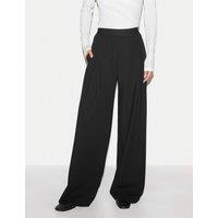 Jigsaw Crepe Drawstring Wide Leg Ankle Grazer Trousers Black