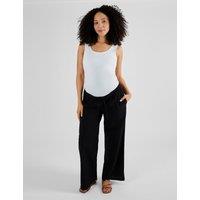 JoJo Maman Bb Maternity Cotton Rich Wide Leg Trousers Black