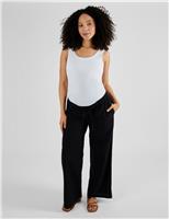 JoJo Maman Bb Maternity Cotton Rich Wide Leg Trousers Black