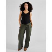 JoJo Maman Bb Maternity Cotton Rich Wide Leg Trousers Khaki
