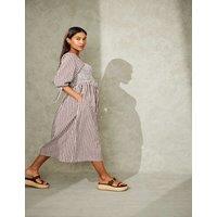 JoJo Maman Bb Maternity Pure Cotton Gingham Midi Dress Brown Mix