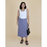 JoJo Maman Bb Maternity Floral Midi Slip Skirt Blue Mix