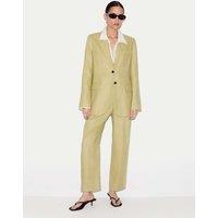 Jigsaw Pure Linen Tapered Ankle Grazer Trousers Green