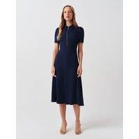 Ghost Zip Front Midi Shirt Dress Navy