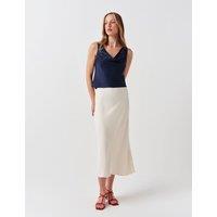 Ghost Crepe Midi Slip Skirt Ivory