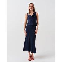 Ghost Crepe Midi Slip Skirt Navy