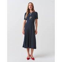 Ghost Polka Dot Tie Detail Midi Tea Dress Navy Mix
