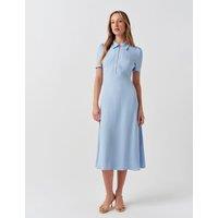 Ghost Zip Front Midi Shirt Dress Light Blue