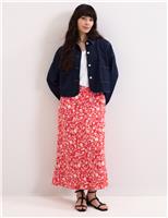 Phase Eight Floral Midi A-Line Skirt Red