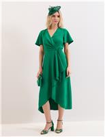 Phase Eight V-Neck Belted Midi Wrap Dress Light Green