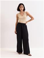 Phase Eight Linen Rich Wide Leg Trousers Black