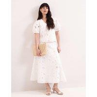 Phase Eight Floral Lace V-Neck Puff Sleeve Blouse Ivory