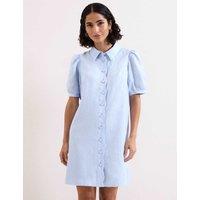 Phase Eight Linen Blend Mini Shirt Dress Pale Blue