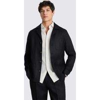 MOSS Pure Linen Twill Shacket Black