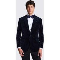 MOSS Tailored Fit Pure Cotton Velvet Tuxedo Jacket Navy