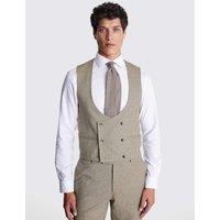 MOSS Slim Fit Stretch Double Breasted Waistcoat Neutral