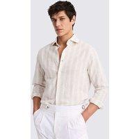 MOSS Linen Rich Striped Shirt Camel