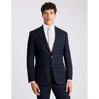 MOSS Tailored Fit Check Suit Jacket Navy Mix