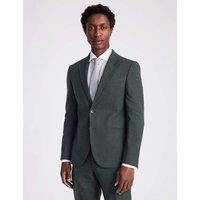 MOSS Slim Fit Puppytooth Suit Jacket Dark Green