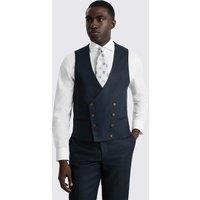 MOSS Slim Fit Pure Linen Twill Waistcoat Navy