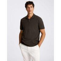 MOSS Cotton Rich Piqu Polo Shirt Brown